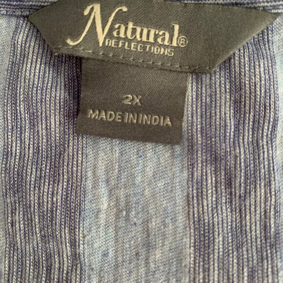 Natural Reflections Blue Striped Short Sleeve Top - Picture 6 of 6